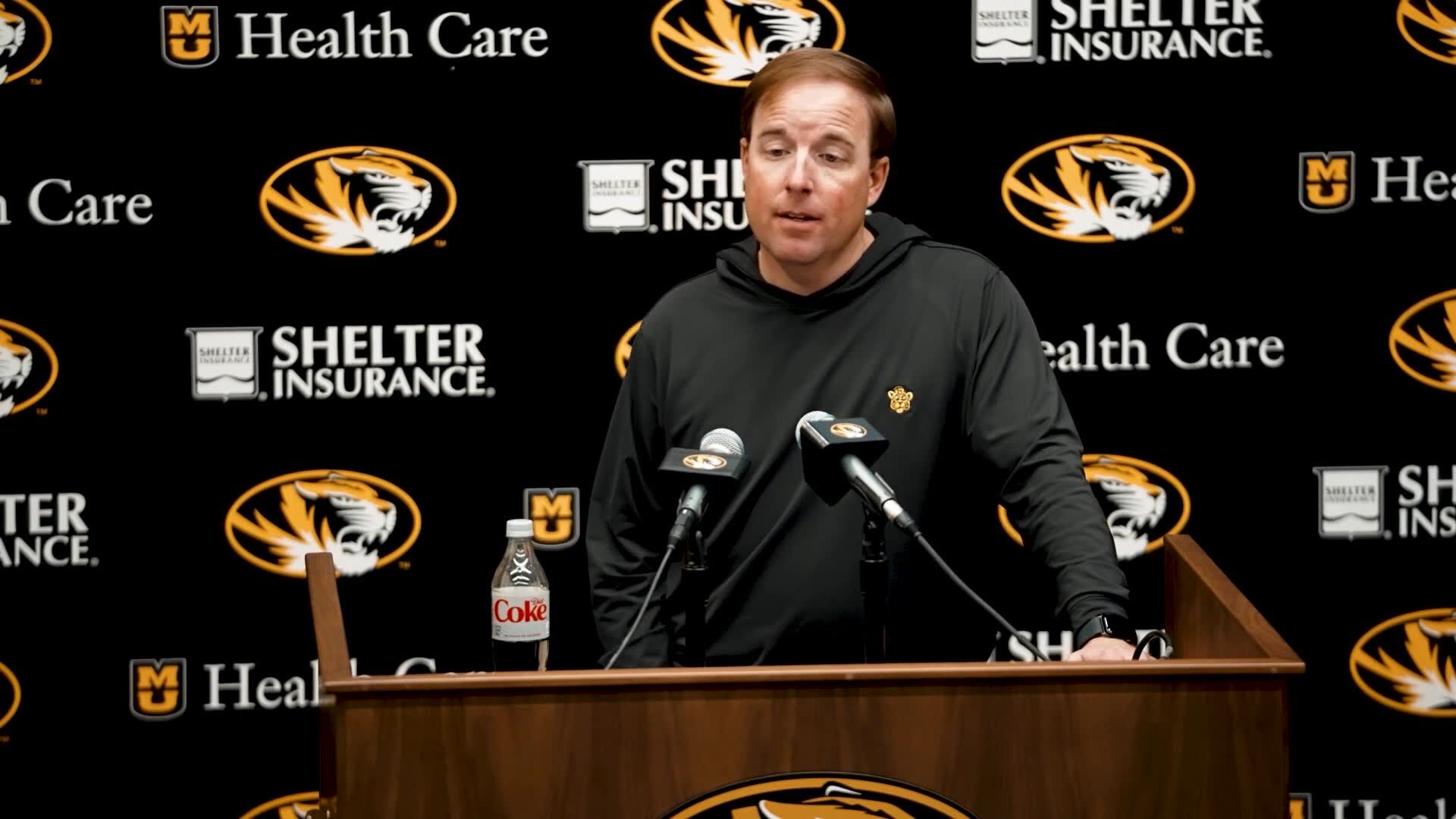 Mizzou coach Eli Drinkwitz gives an update on QB Sam Horn's recovery